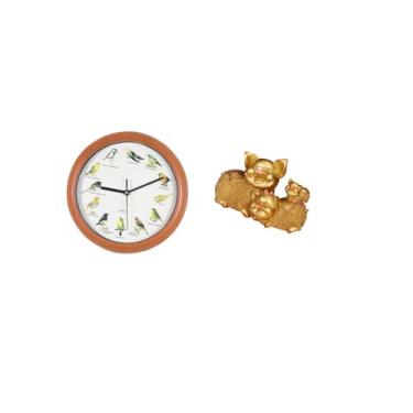 Imagem de Fenteer Relógio de Parede de Pássaro Cantando, Estatueta de Porco Da Sorte, Relógio Decorativo Pendurado, Estátua de Animal Colecionável Moderna, Escultura de