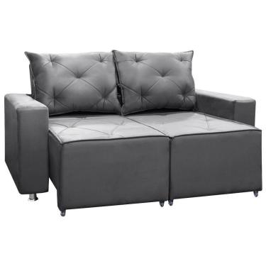 Imagem de Sofá Retrátil E Reclinável 2 Lugares Bariloche 1.50cm C/ Molas - Veludo Cinza Chumbo