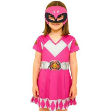 Imagem de Fantasia Infantil Power Ranger Rosa - Menina Heroína - Genérica, Rosa,