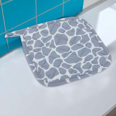 Imagem de Generic 1 suporte de panela listrado acolchoado quadrado lavar à mão apenas pano de algodão cinza 20,5 x 20,5 cm