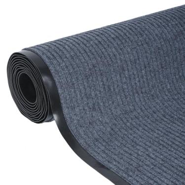 Imagem de foriy Tapete de piso externo de 0,9 x 5 m, tapetes grandes cortáveis, capacho comercial com listras duplas, tapetes corredores, tapetes de entrada antiderrapante, tapete de borracha à prova d'água