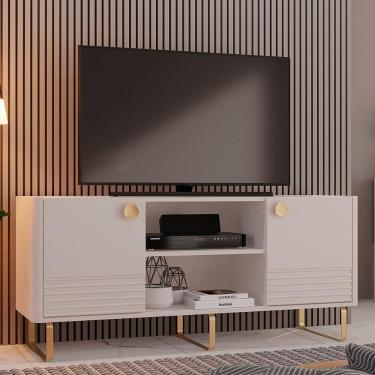 Imagem de Rack Bancada Bossa Para Tv Até 60 Polegadas Pés Metálicos Off White