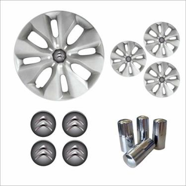 Imagem de Jogo Calota Aro 15 C3 2014 à 2018 Citroen + Emblema Resinado + Tampa V