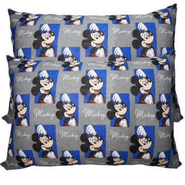 Imagem de Par de Fronha KazzaVip Malha 100% Algodão Disney Estampada Mickey Quad