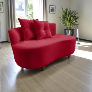 Imagem de Namoradeira Sofá Feijão Suria Orgânica Veludo Vermelho - Mansão Decor