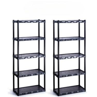 Imagem de Prateleira Organizadora, KIT 2 Estante com 5 Prateleira Organizadora de Plástico Modular Multiuso para Cozinha, Quarto(KIT c/ 5 Prateleiras)