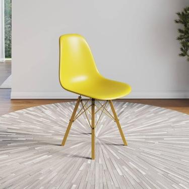 Imagem de Cadeira Eames Estilo Moderno Em Ferro Dourado Com Assento Amarelo