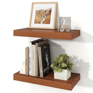 Imagem de Ornawit Prateleiras flutuantes para parede, prateleiras de madeira rústica montadas na parede para banheiro, quarto, sala de estar, cozinha, prateleira suspensa para livros/armazenamento/decoração de