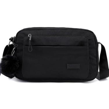 Imagem de Bolsa Feminina Transversal Multifuncional com Vários Bolsos e Pompom (2711 preto)