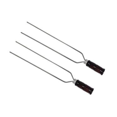 Imagem de Kit 2 Espetos Duplo Para Churrasco 81Cm Cabo De Madeira