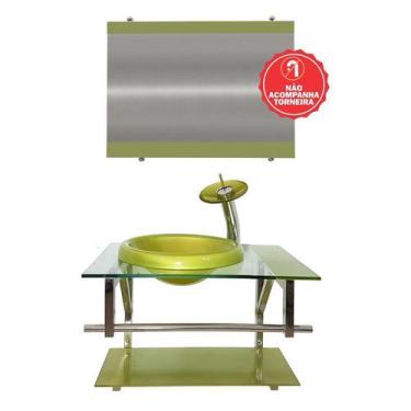 Imagem de Gabinete de Vidro 60cm para Banheiro Lituânia - EKASA, Verde Oliva