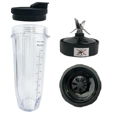Imagem de THWRAI Peças de reposição do liquidificador para copos e tampas Ninja de 947 ml e lâmina extratora de 7 aletas, rolamento de aço inoxidável compatível com liquidificadores Auto iQ BL480 BL482 BL642