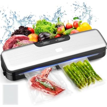 Imagem de Máquina seladora a vácuo, seladora a vácuo compacta e potente para alimentos secos e úmidos, vedação de 300 mm de comprimento e 5 mm de largura, com 10 sacos seladores a vácuo, compatível com sous