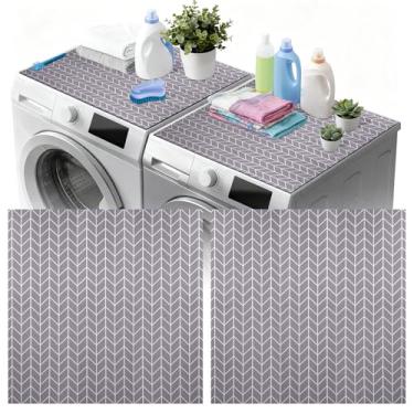 Imagem de 2 peças de capas de lavadora e secadora para a parte superior, tapete protetor de silicone para secador, impermeável, resistente a arranhões, lavável, bancada de secadora para cozinha doméstica e