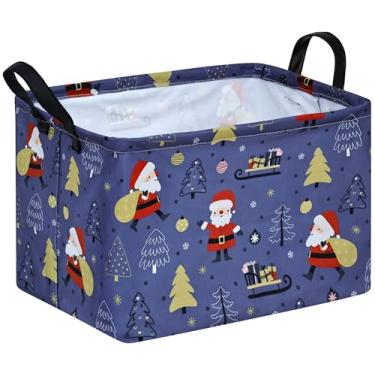 Imagem de ACMUUNI Cesta de presente de Natal, cesto de armazenamento de brinquedos para crianças, caixa de armazenamento retangular cesto de roupa suja com alças