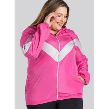 Imagem de Jaqueta Corta Vento Feminina Plus Size em Microfibra Bicolor Bolsos Laterais e Capuz - Serena-Feminino