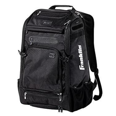 Imagem de Franklin Sports Bolsa de beisebol + softbol - Mochila MLB Traveler Elite Sport Equipment - Bolsa de morcego adulto - Serve para chuteiras, morcegos + capacete - Preto