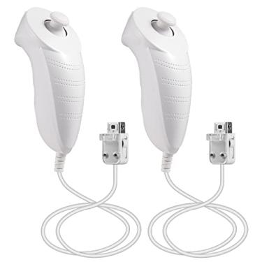 Imagem de FISUPER Wii Nunchuck Controller Replacement，2 Pack Remote Joystick Compatible for Wii U (White)