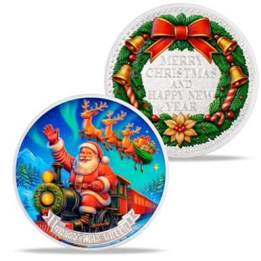 Imagem de Santa Claus Train Tour Christmas Commemorative Coin Happy New Year Merry Christmas Funny Coin Celebration for Family Friends Coworkers New Year