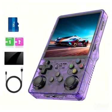 Imagem de ugtenversi Console De Jogos Portátil Retrô R36Plus, Tela Ips 4,0 Polegadas, 720X720, Compatível Com 5G-Wifi, Portátil, Sistema Linux, Mais 26 Emuladores, 15.000 (Roxo-64G)