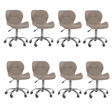 Imagem de Kit 8 Cadeiras Office Eiffel Slim Com Base Giratória E Ajustável Bege