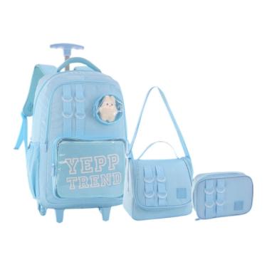 Imagem de Kit Mochila Escolar Rodinhas Juvenil Trend Ursinho pelucia  Estojo Lancheira Yepp 2026