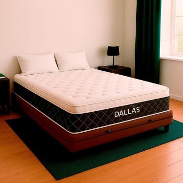 Imagem de Cama Box Baú Casal Marrom E Colchão Dallas Molas Vstore