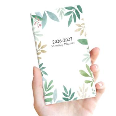Imagem de Calendário de bolso 2025-2027 para bolsa – Agenda mensal de novembro de 2025 a dezembro de 2027, calendário mensal de dois anos para organização e planejamento, 8,9 cm x 16,5 cm, folha verde - A