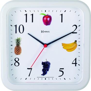 Imagem de Relógio Parede 23cm Quadrado Herweg 660049 Branco