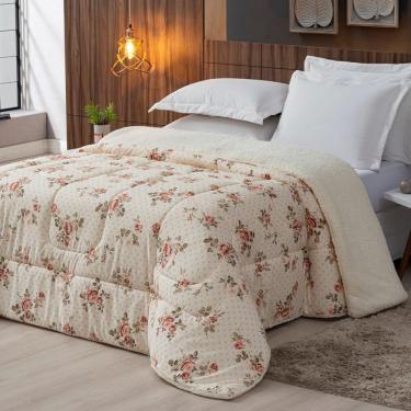 Imagem de Coberdrom Sherpa-percal 180 Fios Estampado Solteiro Gran Moratta 01 Peça - Floral Salmão