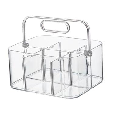 Imagem de MotiveTech Organizador transparente com alça para materiais de arte, fácil de limpar, com divisórias e empilhável, ideal para dormitórios, mesas, cozinhas, 20cm X 16cm X 10cm