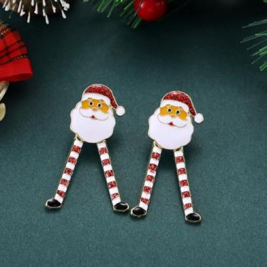 Imagem de Brincos de Natal para mulheres, brincos de Papai Noel, roupas de Natal, acessórios de bijuteria, 2inch, Cobre, Sem pedra preciosa