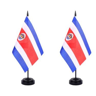 Imagem de JBSJBS Bandeira de mesa da Costa Rica 30,5 cm conjunto de luxo bandeiras da Costa Rica bandeiras da Costa Rica mini bandeiras de mesa de escritório pequenas da Costa Rica com base de suporte preto