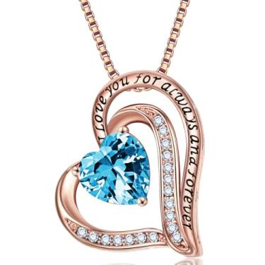 Imagem de Colares com pingente de cristal de pedra do mês de nascimento para mulheres, presente de aniversário dos namorados, dia das mães, colar de namorada, joia de coração de filha, aniversário para ela, ON