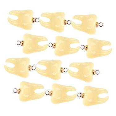 Imagem de STOBOK 12 peças de pingentes de resina de dente kit DIY para colar pulseira brinco