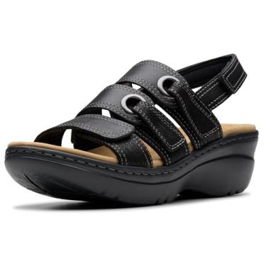 Imagem de Clarks Sandália feminina Merliah 2 Bali, Couro preto combinado, 34