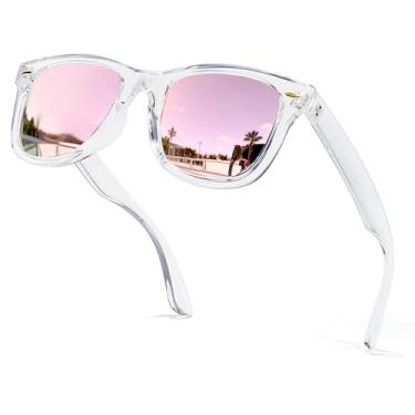 Imagem de Myiaur Óculos de sol femininos clássicos polarizados, antirreflexo, 100% de proteção UV, Armação transparente/lente polarizada espelhada ouro rosa, Medium