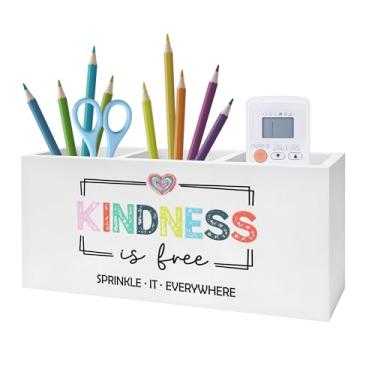 Imagem de Exqcom Porta-lápis inspirador para caneta de bem-estar para saúde mental, presentes de bondade, suporte de escova de dentes motivacional colorido positivo para escova de dentes para casa, escritório