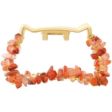 Imagem de MINACHI Garra de cabelo Boho com lascas de pedra cornalina, grampo de cabelo dourado feito à mão para mulheres