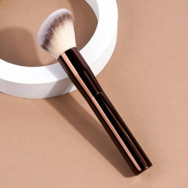 Imagem de 1 pincel de maquiagem facial, adequado para contorno e blush, cria um visual perfeito de maquiagem impecável (café)