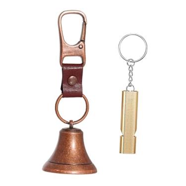 Imagem de menolana Conjunto de sino e apito de urso barulhento para mochila, pingentes multiuso, chaveiro, sino para cães, apito de emergência para caminhadas e, Bronze Vermelho