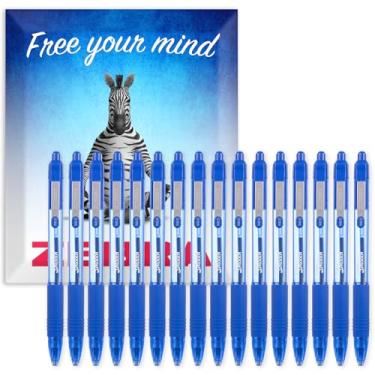 Imagem de Caneta esferográfica retrátil Zebra Z-Grip de tinta lisa - ponta de 1,0 mm - pacote com 16 canetas - em embalagem de caixa de presente (azul)