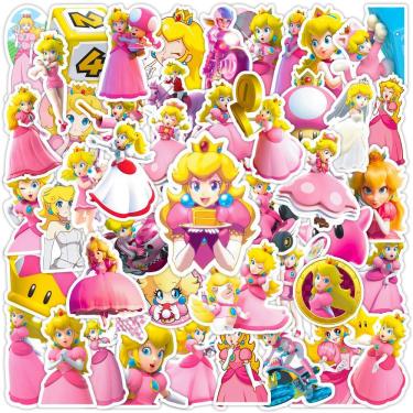Imagem de Adesivos Princess Peach`s Toadstoois em vinil impermeável, 50 unidades