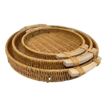 Imagem de Kit 3 peças Bandejas Redondas em Madeira