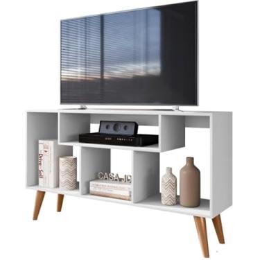 Imagem de Aparador Rack Bancada Retrô com Pés – Para Sala de Estar, Sala de Jantar ou Cantinho do Café(BRANCO)