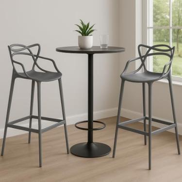 Imagem de Kit 2 Banquetas Altas 109cm | Polipropileno 100% | Altura do Assento 77cm | Suporte 120kg(Cinza)