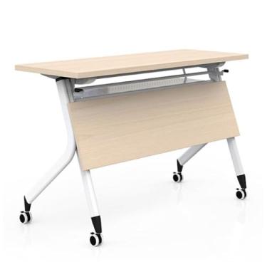 Imagem de SPXMQSS Mesa de sala de conferências com rodas, mesa de conferência dobrável, mesa dobrável para computador móvel, mesa dobrável portátil para salas de aula, escritórios, salas de conferência, 140 x
