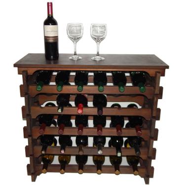 Imagem de Adega Vinho Madeira 30 Garrafas Cor Imbuia C06 Cevey Adegas E Artesanatos