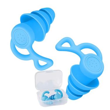 Imagem de Tampão De Ouvido Protetor Auricular Natação Dormir Antiruído (Azul, Tamanho único)