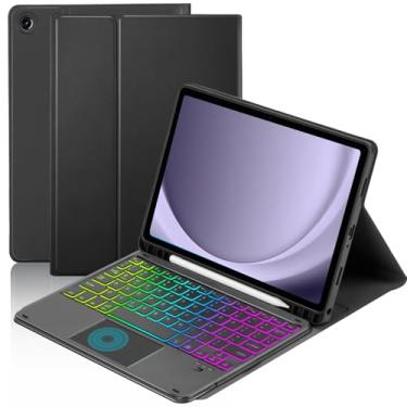 Imagem de MePadKey Capa com teclado Touchpad para Samsung Galaxy Tab A11 Plus/A9 Plus 2025/2023 de 11 polegadas, teclado de carregamento tipo C com luz de fundo de 7 cores com suporte para lápis, compatível com